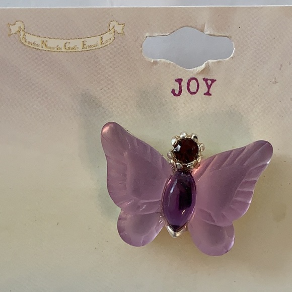 Angelic Reflections Words of Wisdom Butterfly pin, JOY, purple - Picture 3 of 5